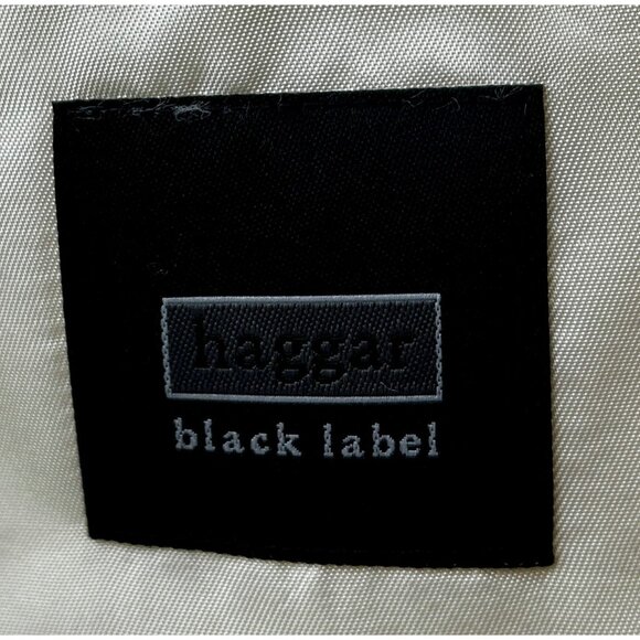 Haggar Black Label Blazer Mens 44L Beige 100% Silk Herringbone Sport Coat Luxury - Picture 6 of 9
